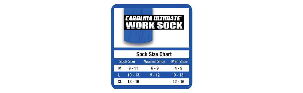 Carolina Ultimate Sock Size Chart