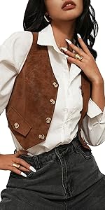 brown crop vest