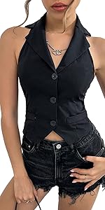 black vest balck halter vest