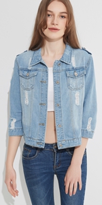 3/4 sleeve denim jacket