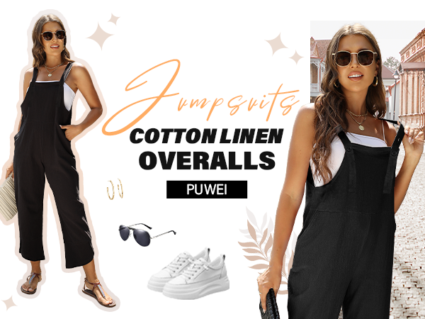 Women''s Overalls Casual Loose Sleeveless Adjustable Straps Bib Wide Leg Jumpsuit