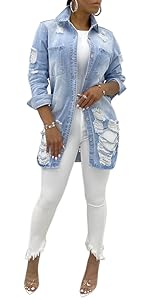 Women Ripped Jacket Long Sleeve 