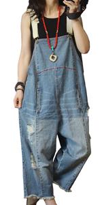 P49 Women Casual Loose Denim Jumpsuit