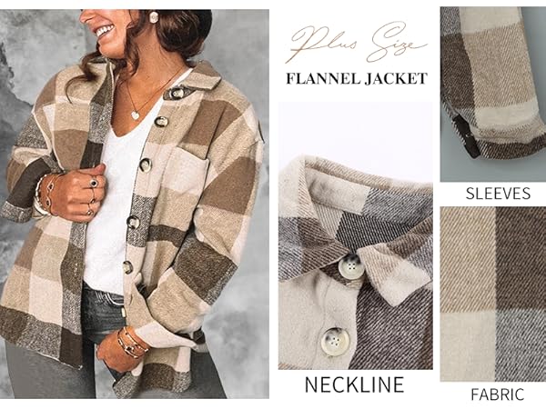 plus size flannel jackets