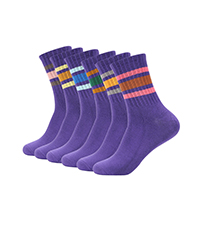 purple socks crew socks tube socks for women retro striped