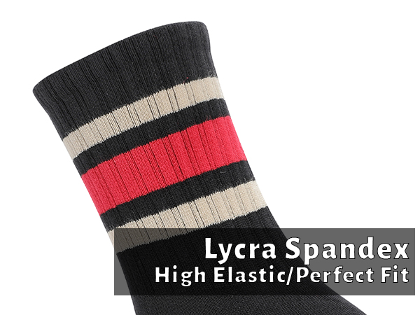 elastic socks womens crew socks retro socks with striped