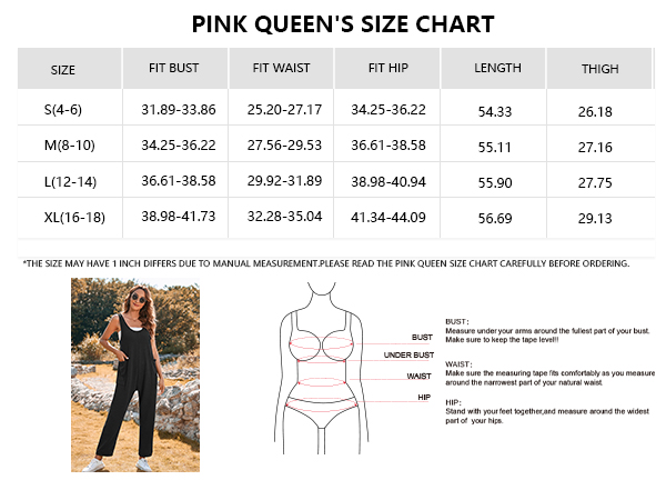 Pink Queen Size Chart