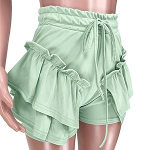 Women Drawstrings Ruffle Shorts