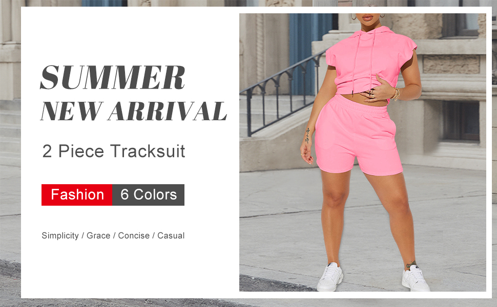 summer 2 piece outfits with hoodie short set tracksuit