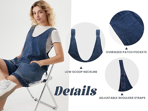 Casual denim bib overall shorts