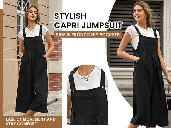 one piece outfits wide leg jumpsuits for women loose linen strappy tank dungaree  camisole overalls