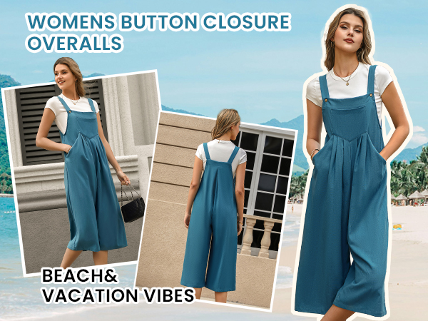 linen jumpsuits for women casual ladies wide leg long romper dressy summer outfit cotton