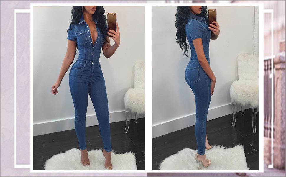 bodycon denim jumpsuit