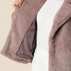 Allegra K Women''s Cropped Jacket Notch Lapel Faux Fur Fluffy Coat