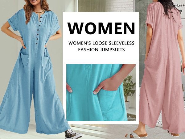  Women Baggy Sleeveless Slip Jumpsuit