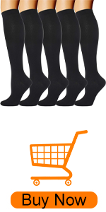 5 Pair Black Compression Socks