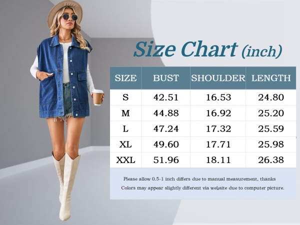 Women Relaxed Fit Sleeveless Button Denim Vest Casual Loose Denim Sleeveless Jacket Tank Top