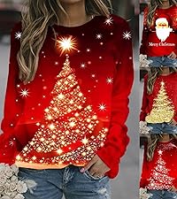 Long Sleeve Christmas Shirts for Women Funny Xmas