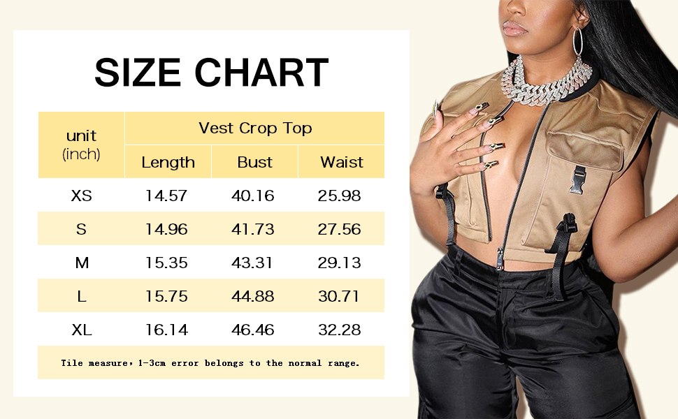 Women Stylish Vest Top SIZE CHART