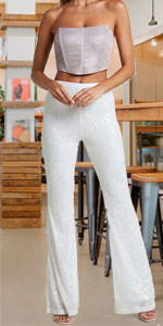 Women Sequin Flare Pants