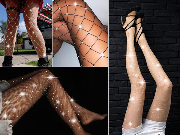 white fishnet tights glitter stockings for women