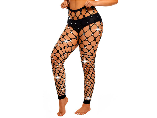 rhinestone fishnet leggings