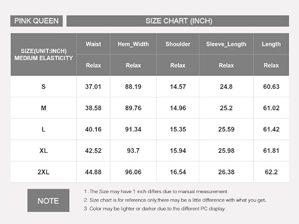 size chart of Tie Front Robe Cover Up