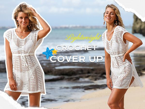 Crochet Swim Coverup Short Sleeves