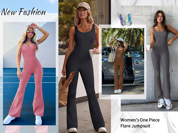 Womens One Piece Flare Jumpsuits