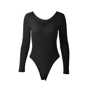 Womens’ black Long sleeve bodysuit shirt