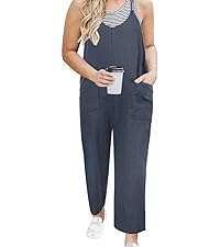 blue grey linen jumpsuit for women