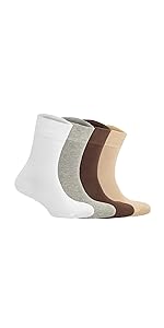 Women Crew Socks 4-Pair Soft Cotton Material Durable with Seamless Toe Suitable