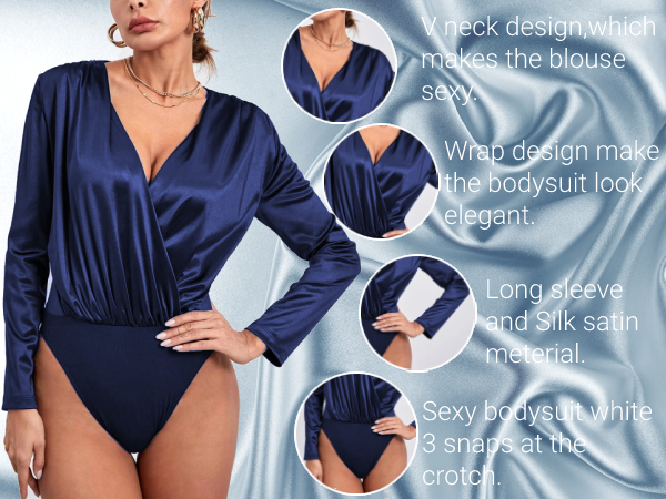 navy blue satin bodysuit