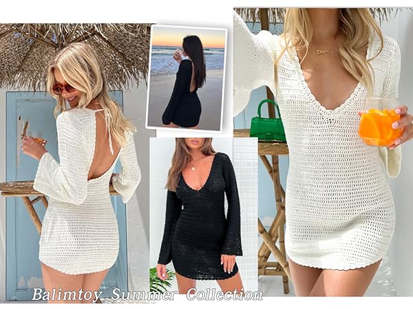 Women Swimsuit Coverup Crochet Bathing Suit Swim Cover Up Bikini Beachwear 2024 Summer Beach Dress