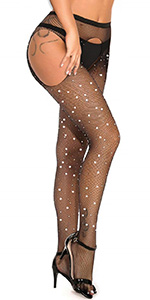 rhinestone Black fishnet stocking