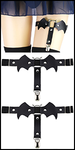 Punk Goth Garters for Thigh high Socks Black