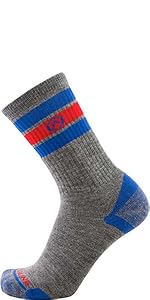 Cloudline merino wool hiking socks medium cushion Retro 80s stripes