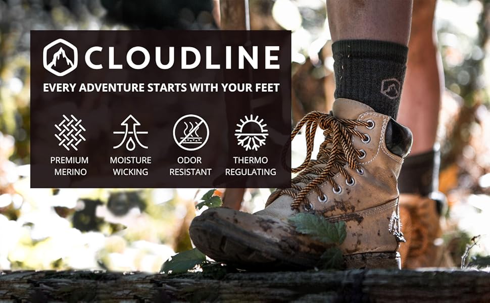 Person wearing Cloudline work socks, merino wool 