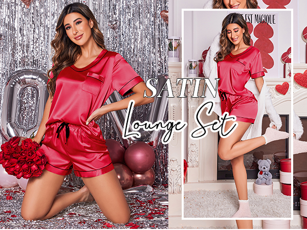 2 piece satin pajama set