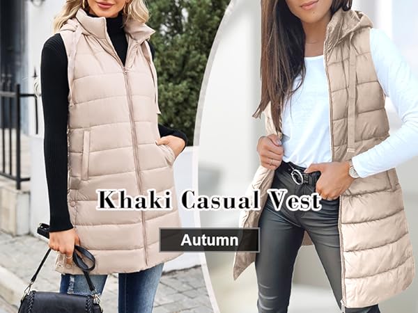 womens Khaki  Casual Vest