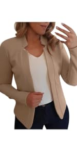 Blazers for Women Lightweight Casual Long Sleeve Open Front Cardigan Jacket