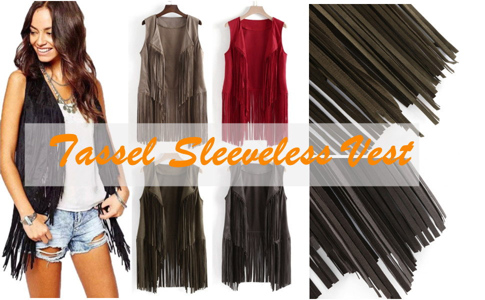 womens sleeveless  Tassels vest 