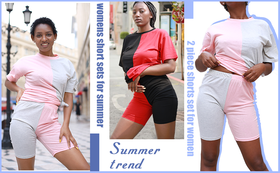 2 piece biker shorts outfits for women