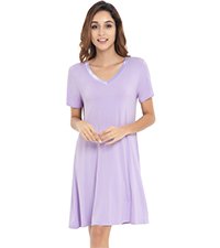 NACHILA Soft Bamboo Nightgowns for Women Sleep Shirts Lightweight Short Sleeve Lounge Dress