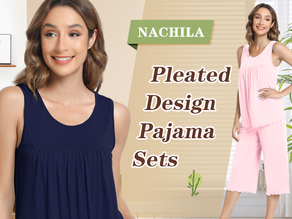 Pleated Design Pajama Sets