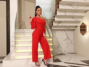 red one shoulder jumpsuits for women