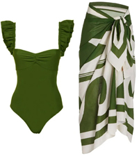 Women''s One Piece Swimsuit with Beach Cover up Wrap Skirt Floral Bikini Set Two Piece Bathing Suit