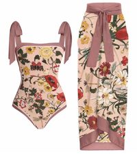 Women''s One Piece Swimsuit with Beach Cover up Wrap Skirt Floral Bikini Set Two Piece Bathing Suit