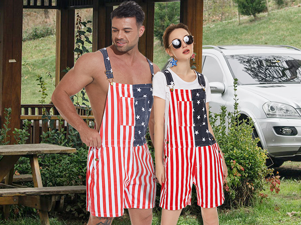 Cozy cute breathable American flag overalls