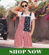 Womens American Flag Overalls Shots 